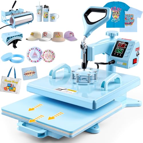 Upgrade 15x15 Heat Press, 5in1 Set Heat Press Machine with 11-30oz...