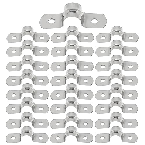 Image of 25PCS M10 304 Stainless Steel Rigid Pipe Strap Two Hole Cable Strap u Bracket Pipe Clamps Heavy Duty Pipe Fasten Holder for Tube, Pipe or Wire Cord Installation (25, 10MM(3 /8 inch))