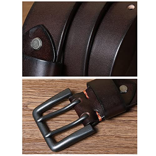 SEFAX Leather Men's Work Belt - Leather Double Prong Belts for Work Business and Casual (Size : 47" Long)3