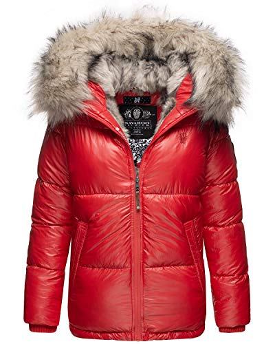 Preisvergleich Produktbild Navahoo Damen Winterjacke Steppjacke mit Kunstfellkapuze Tikunaa Rot Gr. M