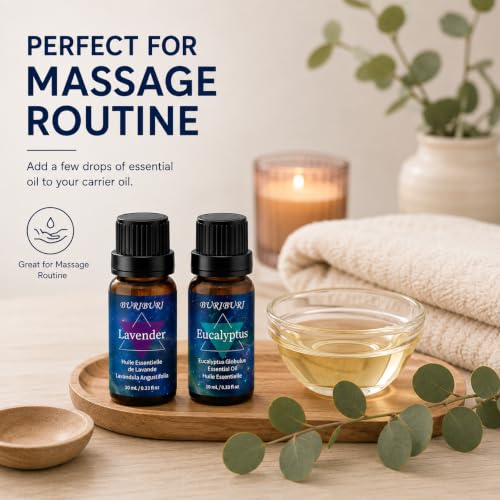 Image of BURIBURI Eucalyptus Lavender Essential Oil Set for Bath Bombs 2 Pack