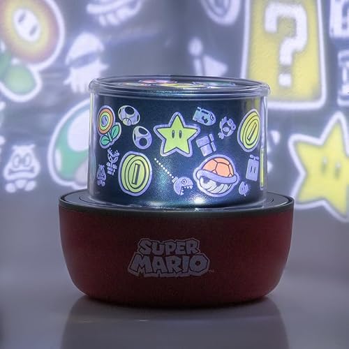 Paladone Super Mario lampa projekcyjna – oficjalnie licencjonowana lampa projektora Nintendo z wymiennymi scenami i nastrojowym oświetleniem, 3 tryby świecenia, dekoracja pokoju gier