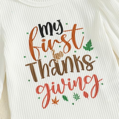 Newborn Baby Girl Thanksgiving Outfit Turkey Long Sleeve Bubble Romper Bodysuit Flare Pants Set Cute Fall Clothes4