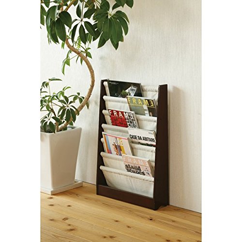 ブラウン木製マガジンラック 中型 Amazon｜モダンマガジンラックW 〔6段〕 幅52cm×奥行14cm 木製/布/軽量