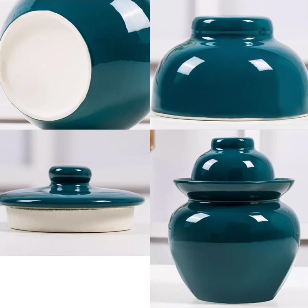 Ceramiczny kolorowy słoik na ogórki z pokrywkami, duży tradycyjny chiński porcelanowy słoik na ogórki, ceramiczny garnek do fermentacji z pokrywką z uszczelką wodną różowy-5L(Żółty-5L
