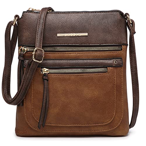 Dasein Crossbody Purse for Women Vegan Leather Shoulder Handbags Messenger Bags with Multi Zipper Pockets