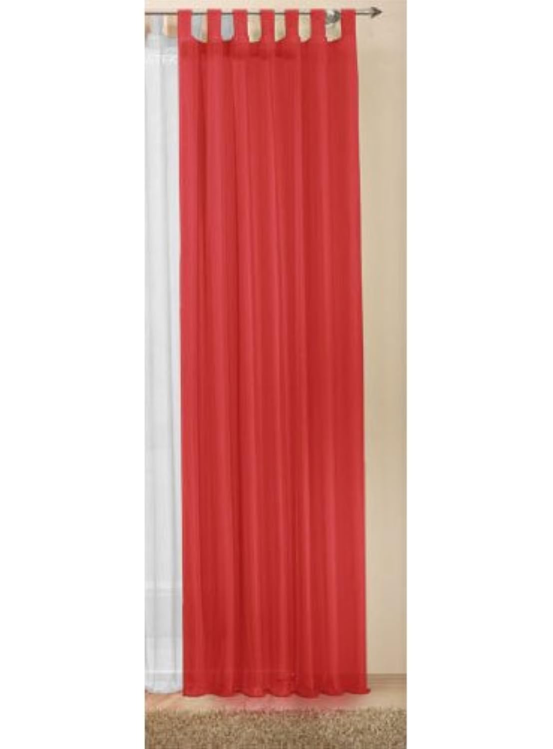 Rideau rouge Paire Box 59344028 en polyester 1x1 cm pour petite fenêtre