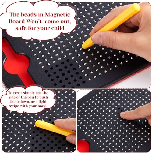 Image of 1 Pcs Magnetic Drawing Board Kids Toddler Magpad Travel Learning Magnet Game Writing Pad with Stylus Pen Ball Beads Educational Toy Gift for Child Time Activities Play (Black) (1 Pcs)