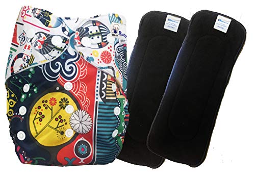 Image of Babymoon (SET of 3-1 Cloth Diaper with 2 5Layesr Bamboo Insert) Premium Adjustable Reusable Washable Cloth Diaper for Baby