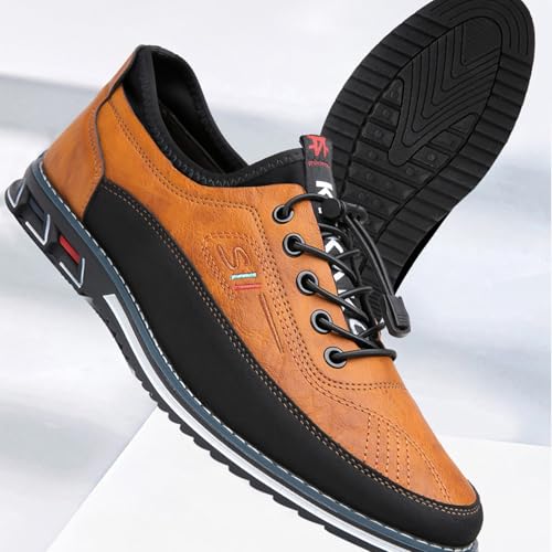 Buybuymen Orthopedic Shoes, Buybuymen Men's Fashion Orthopedic Shoes, Adjustable Lace-Up Lightweight Formal Business Shoes, Driving Working Walking Party Oxfords Leather Loafers(Black,US 9)2