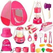 Meland Kids Camping Set for Girls - Camping Tent Toys for Girls Indoor Outdoor Pretend Play, Christmas Birthday Gift Idea for Toddler Girl Age 3,4,5,6 Year Old