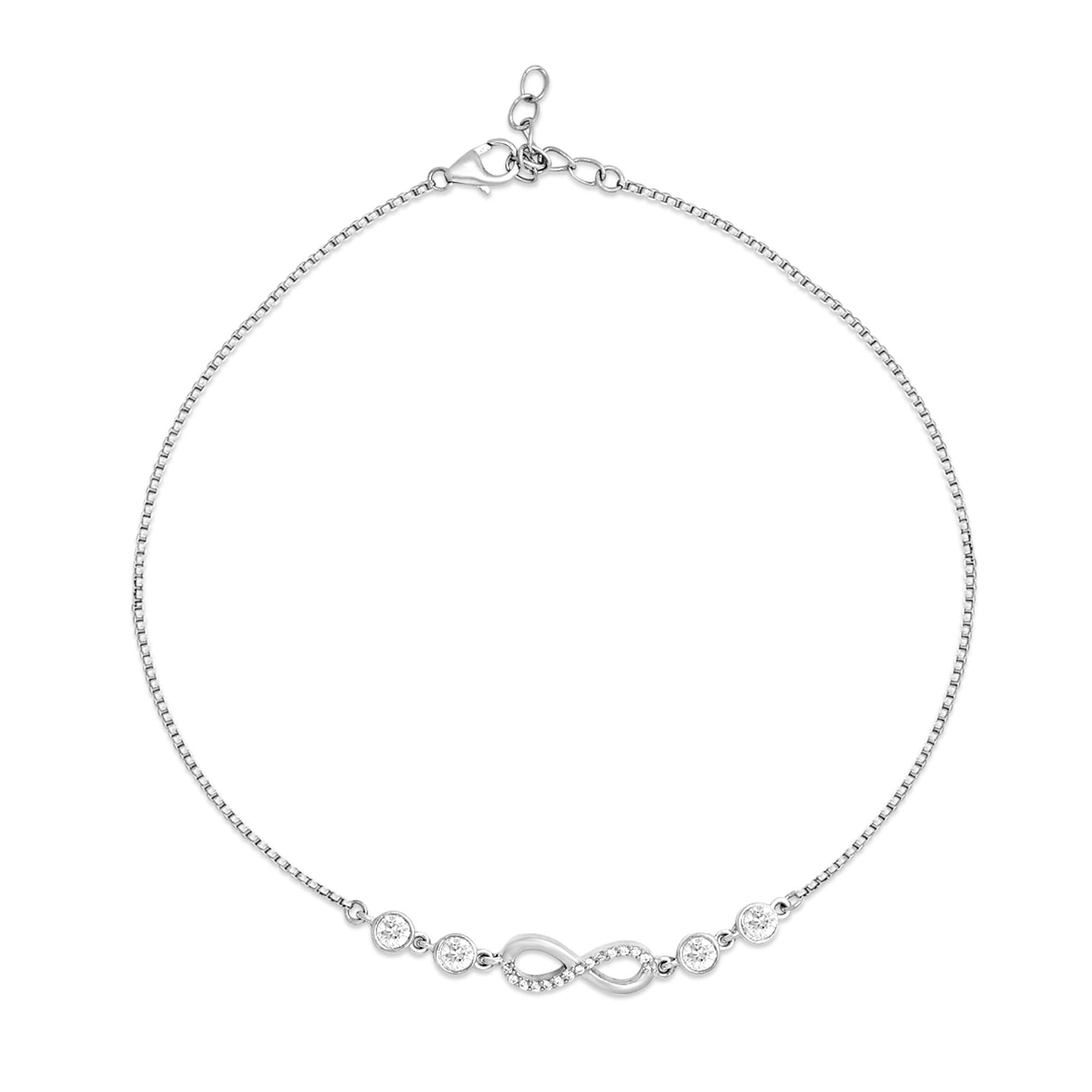 zavya 925 Sterling Silver Cubic Zirconia Infinity Rhodium Plating Chain Anklet (Single) | Gift for Women & Girls | With Certificate of Authenticity & 925 Stamp|Mother's Day-picture-29