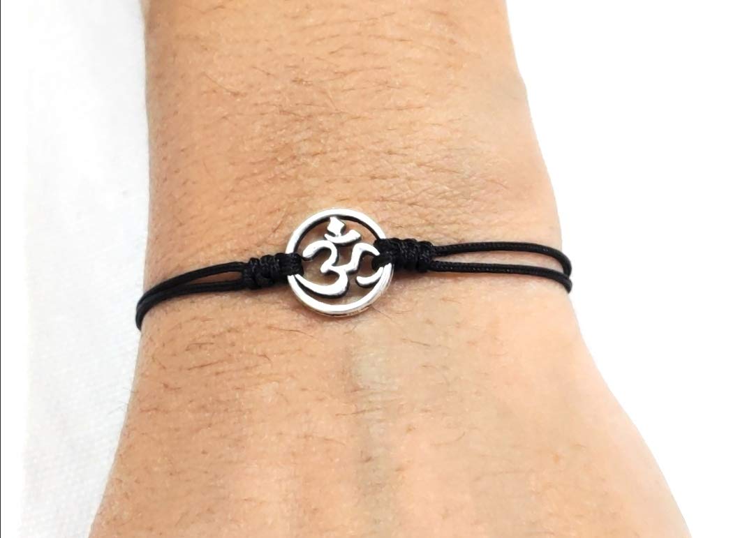 Jewel string OM bracelet with black cord adjustable for (unisex adult) - Image 2 thumbnail