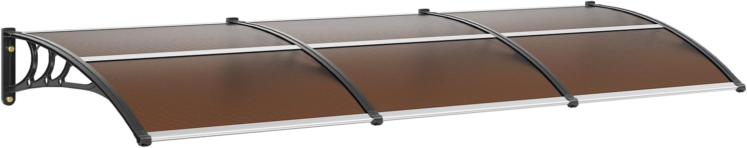 VEVOR Window Door Awning Canopy 117" x 38", UPF 50+ Polycarbonate Entry Door Outdoor Window Awning Exterior, Front Door Overhang Awning for Sun Shutter, UV, Rain, Snow Protection, Hollow Sheet