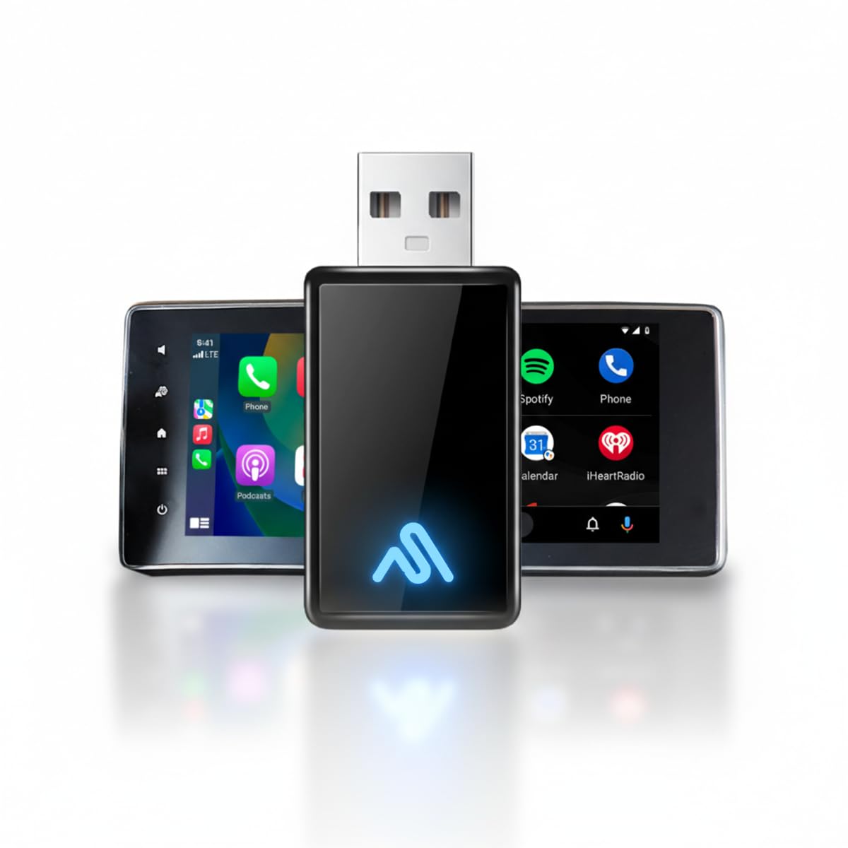 AutoSky Wireless CarPlay Adapter 2023 Pro Slim Edition - Smallest Newest and Fastest Wireless CarPlay Adapter - - Factory Wired CarPlay Cars – USB-A and USB-C Cables – Wired CarPlay Required