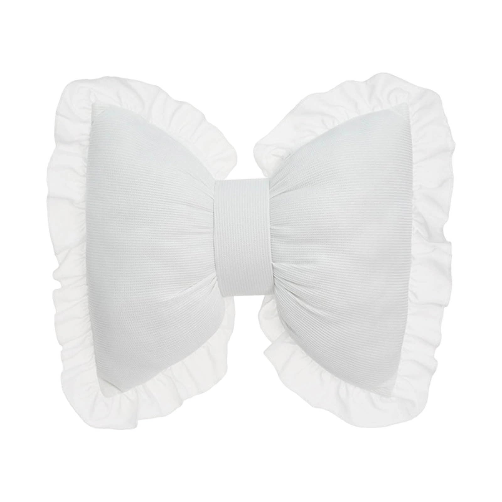 Soft Bow Throw Pillow Ornament, Cute Bow Shape Decorative Pillows Bowknot Plush Throw Pillow Room Decor Stuff For Living Room Bedroom Car Sofa Couch, Soft Lace-Trimmed Waffles Knit Bow Pillow (White)