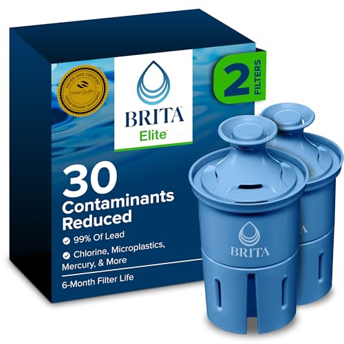 Brita Filter Replacements for Water Pitchers and Dispensers, Elite, NSF Certified to Remove 99% of Lead, 2 Count, Blue