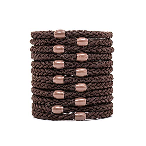 Otartu 12 Pack Ponytail Holder, Hair Ties For Thick and Curly Hair, Brown Color,Exceptionally Secure with Gentle Hold (brown)