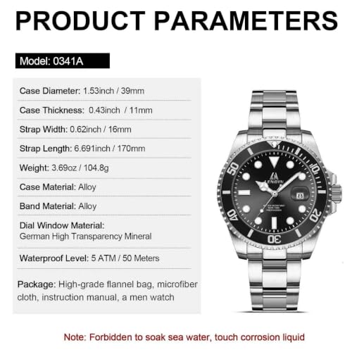 Image of LN LENQIN Mens Watches Stainless Steel Waterproof Watch for Men