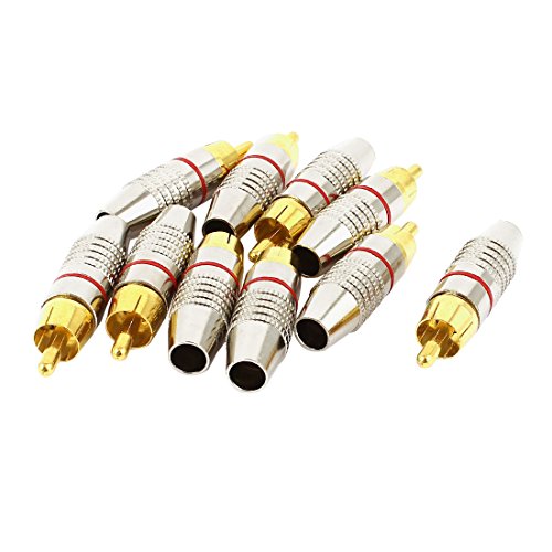 uxcell Metal Household RCA Male Audio Coaxial Cable Solderless Connector Adapter 10pcs