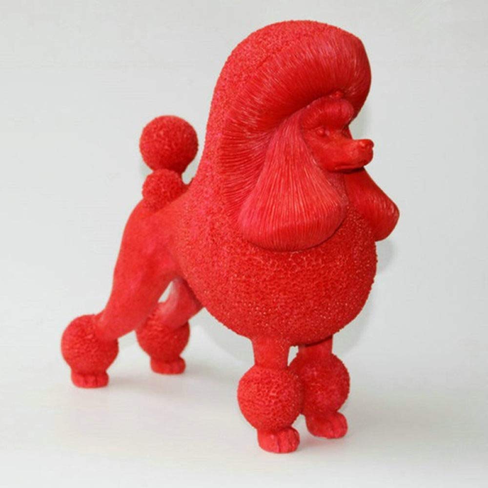 Simulazione NORDICA Barboncino Statua in Resina Creativa Abbigliamento per Bambini Shop VETRINA Decorazione per Cani Animali Domestici Decorazione per LA CASA, Rosso