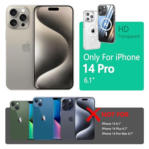 Image of ONES for iPhone 14 Pro Case, Hybrid Magnetic Phone Case, Compatible with MagSafe, Military Grade Protection, Shockproof Airbag, Anti-Yellow Silicone Cover, Scratch-Resistant, Thin, Clear
