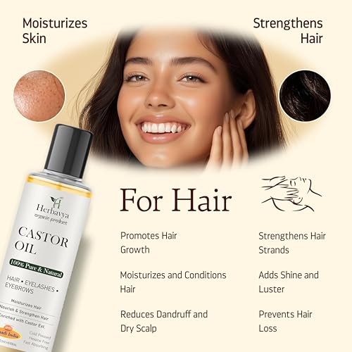 Image of Khadi Natural Castor Oil Cold Pressed for Hair and Skin Care | Pure Castor Oil for Scalp Massage, Eyebrows and Eyelashes 400ml.