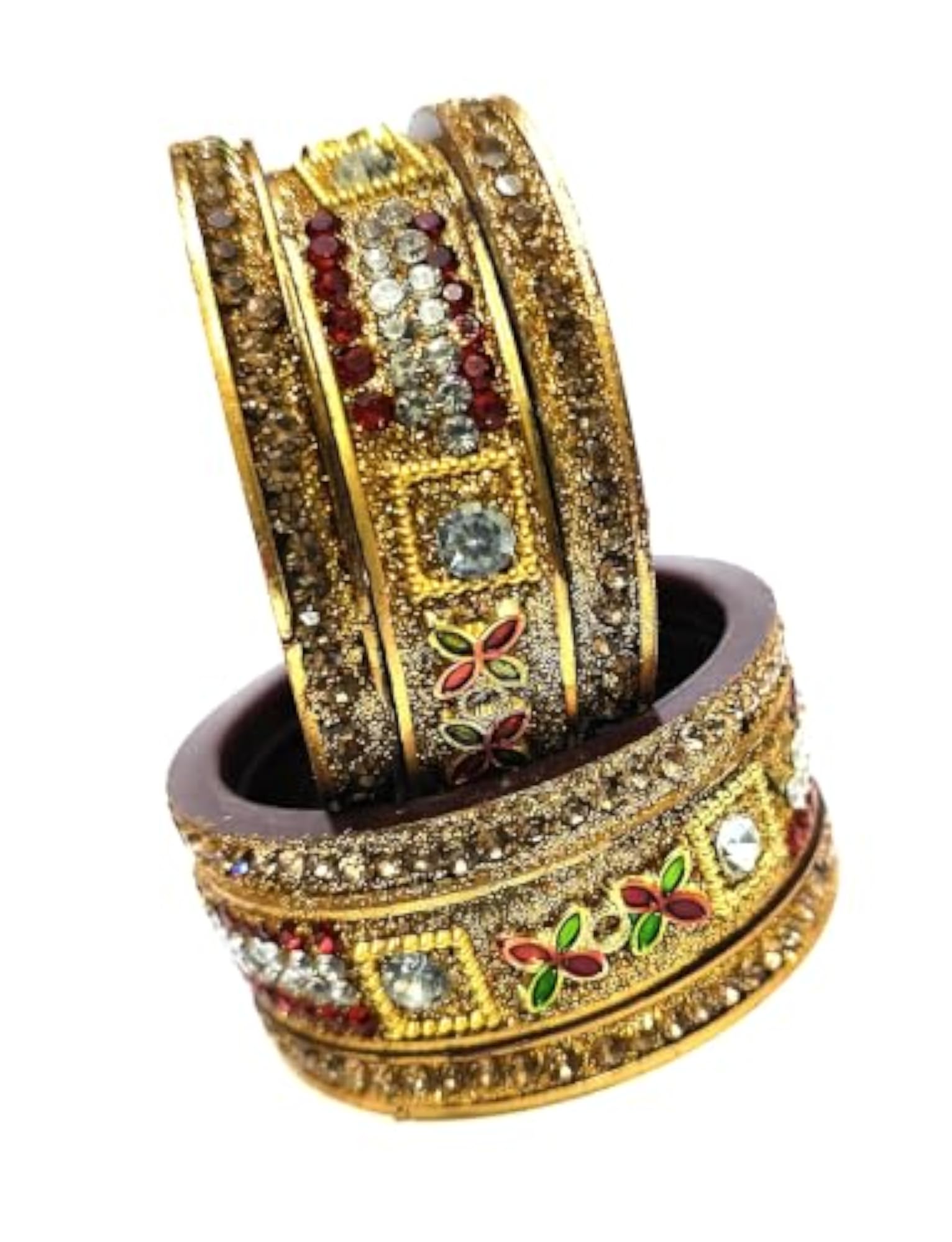 Rajasthani Style Multicolor Stone Chuda Set, 6 Pcs
