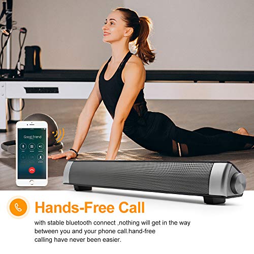 Soundbar, Bingxue soundbar Bluetooth per TV Altoparlanti per computer con cavo e connessione wireless, Soundbar supportano le modalità della scheda TF/AUX/BT/RCA(opzione colore) (Silver-2)