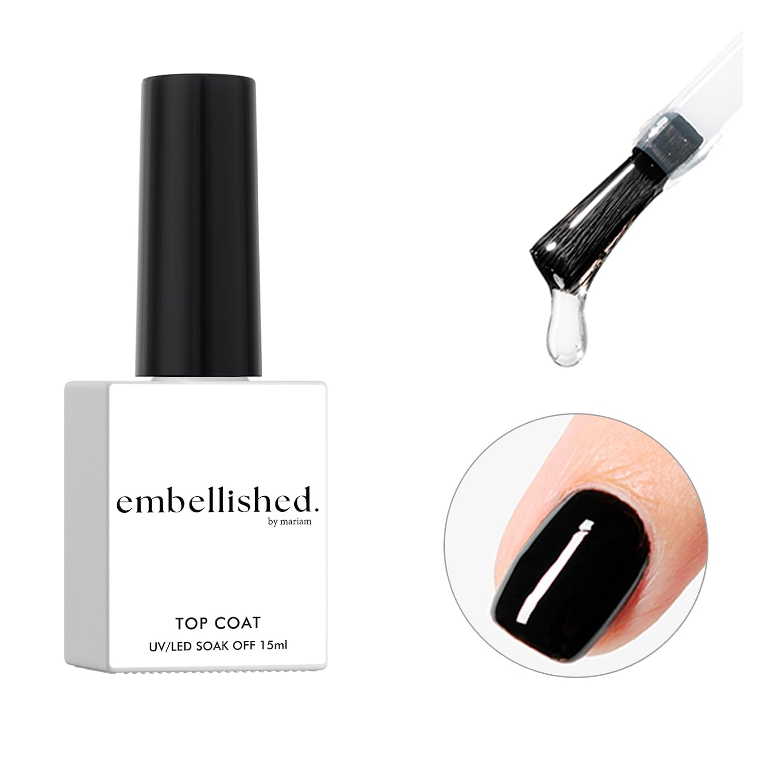 Gel Top Coat, 15ml, High Gloss Shine Finish, Upgraded Long-Lasting Formula, Soak Off UV/LED Nail Lamp, Professional Nail Salon and DIY Home Manicure