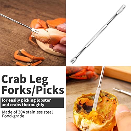 Luvan 33 Pcs Crab Crackers and Tools Set with 4 Crab Leg Crackers, 4 Crab Forks, 4 Lobster Shellers, 4 Butter Warmers, 1 Seafood Scissors, 14 Tealight Candles, 2 Crab Grabber-Seafood Boil Party Supply - Thumbnail 5