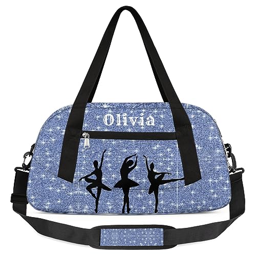 Custom Kids Duffel Overnight Bag Personalized Dance Bag Travel Duffel Bag for Girls Boys Customized Kids Gifts- Ballerina Dance