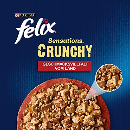 Felix Sensations Crunchy Katzenfutter nass in Gelee, Sorten-Mix, 4er Pack (4 x 20 Beutel à 85g)