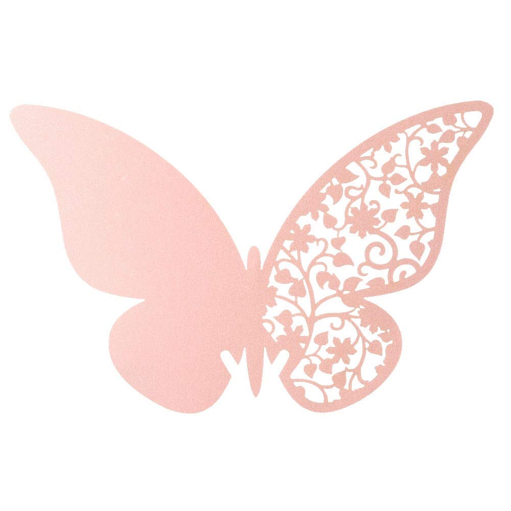 AUNMAS 20pcs Wedding Place Cards Butterfly Shape Wedding Hollow Name Place Cards Personalised Table Name Reception Decoration Wedding Guest Cards for Wine Glass Banquets Table Decoration(4#)