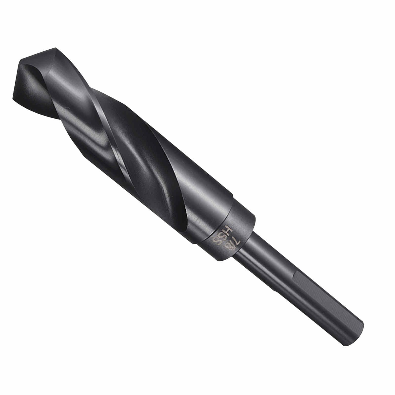 CoCud Drill Bit, 7/8" Cutting Diameter (22.23mm), 12mm Reduced Shank 3-Flat 4341 HSS Nitriding Black 118° Cutting Angle Bits - (Applications: for Drilling Plastic Wood)
