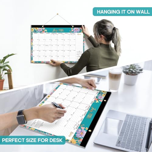 Image of Desk Calendar 2026-2027, 18-Month Calendar Runs from July 2026 to December 2027, Large 17 inch x 12 inch Monthly Desktop & Wall Calendar for Home & Office - Floral