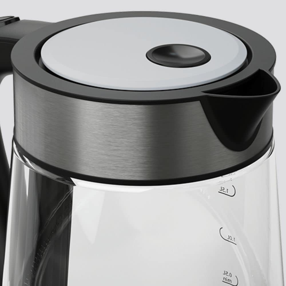Tesla Hervidor de Agua Eléctrico KT300X - 1.7 Litros, 2200W de Potencia, Acero Inoxidable, Indicador LED, Tapa Pop-Up, Apagado Automático, Tecnología STRIX, Control Nivel de Agua (Color Negro)