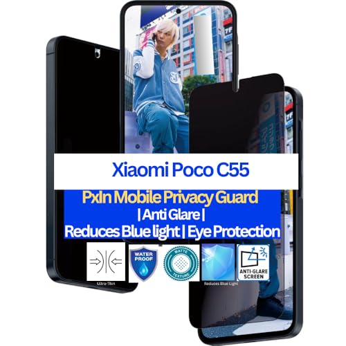 Image of Pxin Mobile Privacy Guard for Xiaomi Poco C55 | Mobile Privacy screen protector | Anti Glare | Anti Spy Screen Protector | Reduces blue light | Self healing guard from scratches | Eye Protection