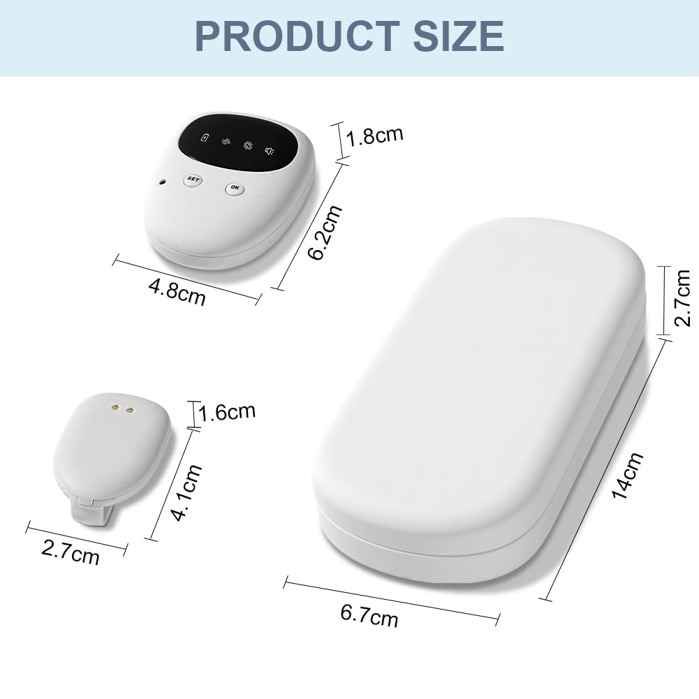 OFFCUP Alarma InaláMbrica para Enuresis, Carga USB, Inalámbrica Enuresis Alarma con 3 Modos, Vibración, Sonido, Vibración y Sonido, para Niños, Adolescentes y Personas Mayores (Pantalla Negra)