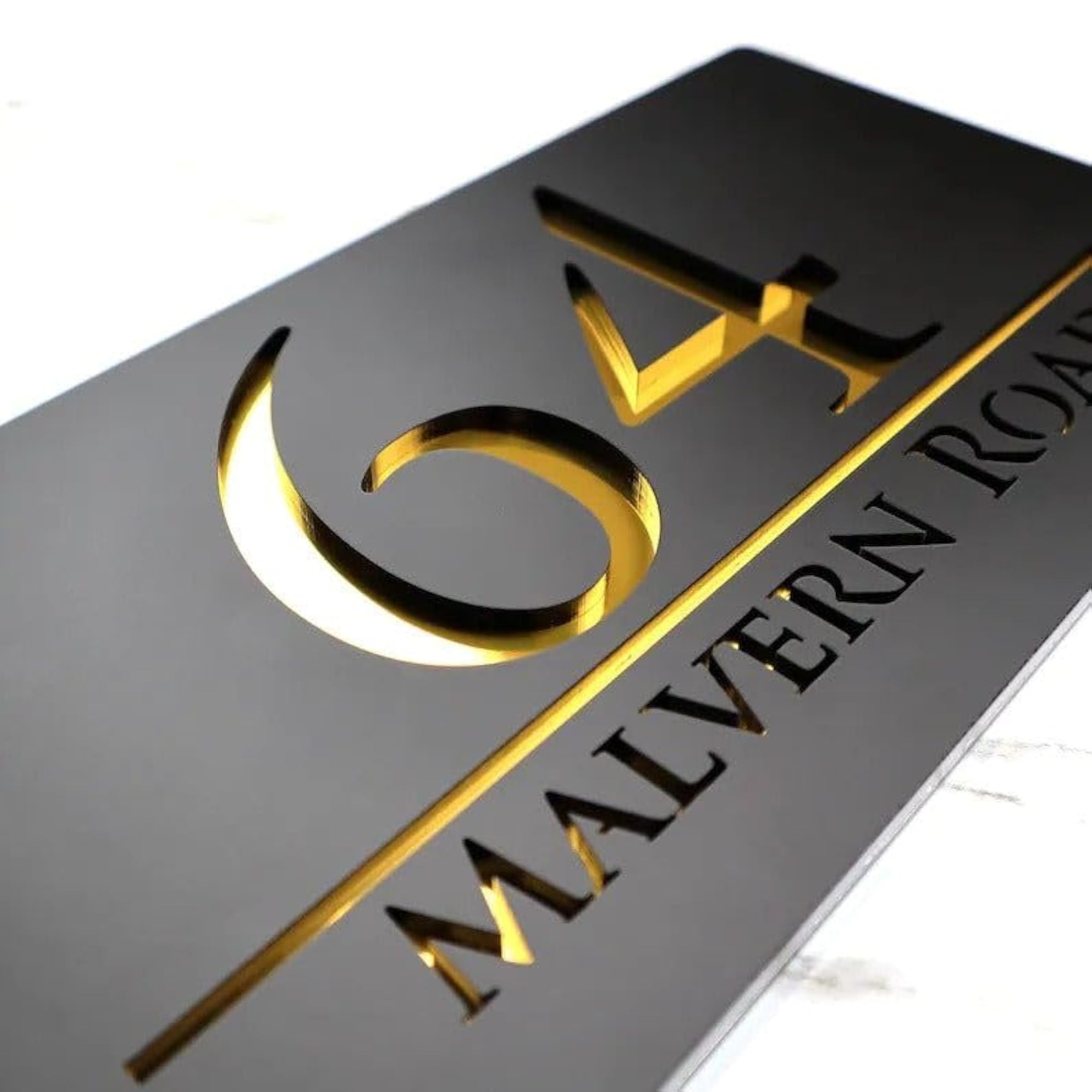 Customized White & Mirror Gold Glossy Look Acrylic Name Plate