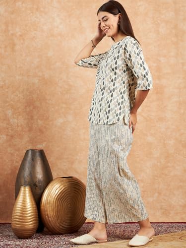 Image of Modeve Women Printed Cotton Night Suit Set with Pyjama /Pallazo Women Lower || Women Pyjama || Lounge Pants II Night Wear