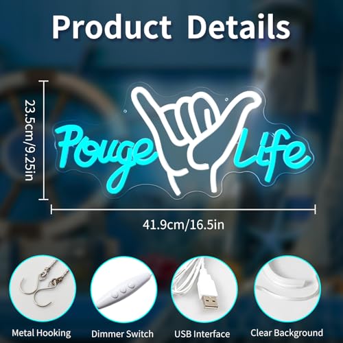 Image of Pogue Life Neon Sign Out Banks Neon Lights for Bedroom Dimmable US Teen Tv Show Neon Lights Pogue Led Wall Decor for Kids Teen Adults Gifts
