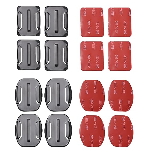 Aketek 4pcs Curved+4pcs Flat Adhesive Mounts Sticky for GoPro Hero Cameras