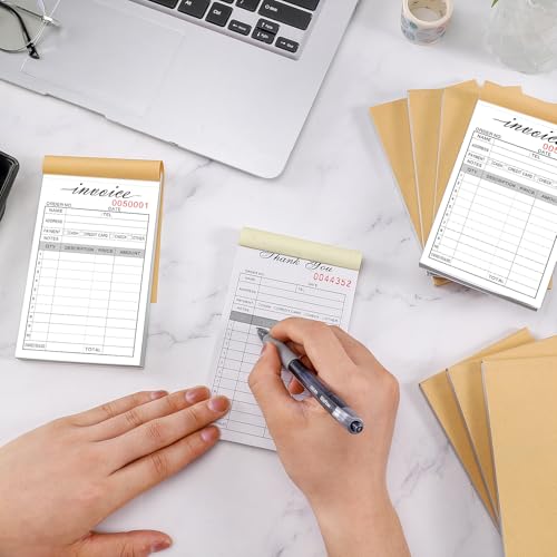 invoice receipt book 34x5534 handheld 2-part carbonless sales invoice book invoice pad with cardboard for small boutique business 50 sets  2 pack