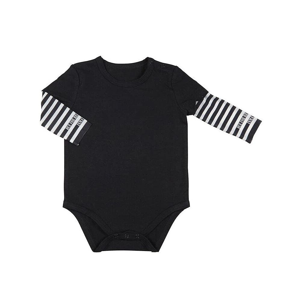 Stephan Baby F4796 Jail Stripes Snapshirt Baby Bodysuit in Black and White | Unisex Size 6-12 Months, Black, 6-12 Months
