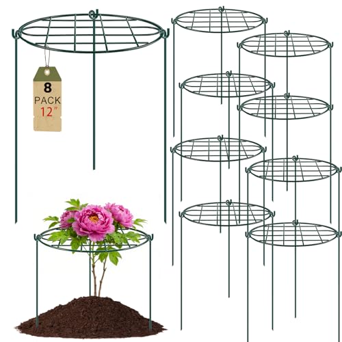 8 Pack 12 x 15.7 inch Peony Cages and Supports,Metal Grow Through Plant Supports for Outdoor...