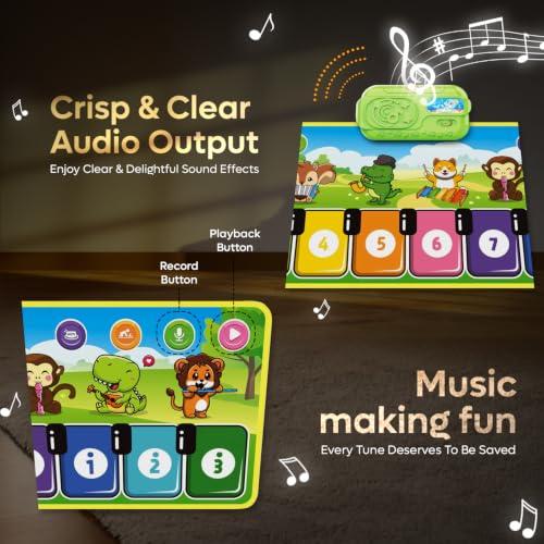 Image of Interactive Baby Musical Piano Mat - Animal Sounds & Music Modes, Fun Learning Keyboard for Toddlers, Lightweight & Portable Musical - Green