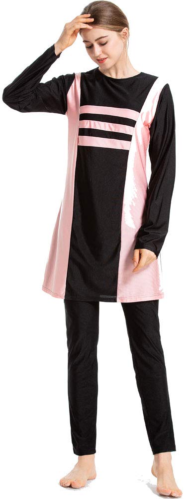 Muzułmański kostium kąpielowy damski, skromny islamski arabski strój kąpielowy burkini hidżab Czarny Tag 4XL (Ref. Bust 42.52")