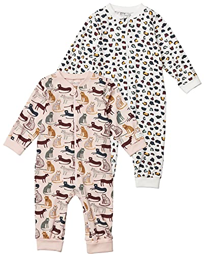 Tiny One - Body de manga larga para bebé (2 unidades) Rosa con impresión en toda la superficie, blanco roto con impresión completa. 62 cm