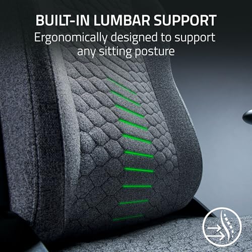 Razer Iskur V2 X Ergonomic Gaming Chair: Built-in Lumbar Support - Widened Seat - High Density Foam Cushions - Adjustable 152 Degree Recline - 2D Armrests - Plush Fabric Finish - Light Gray Edition - Image 4